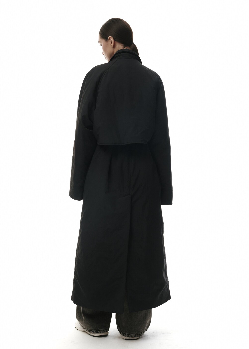 Insulated coat made of raincoat fabric